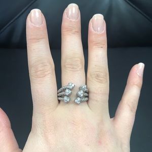 Judith Ripka Sterling Silver Hearts Ring